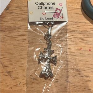 Silver Cross Cellphone Charm
